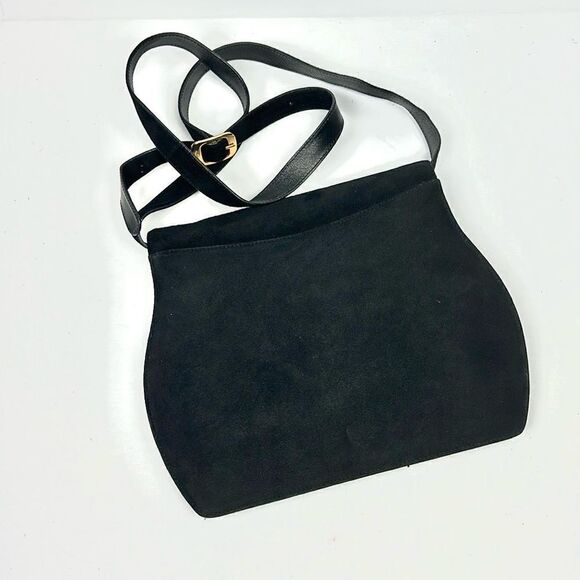 Salvatore Ferragamo Black Suede Purse Shoulder Bag Clutch Vintage Italy - Picture 4 of 14